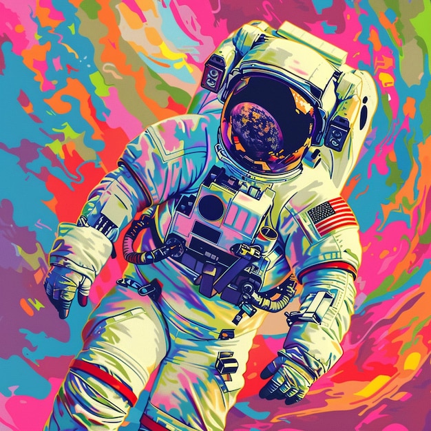 Photo astronaut in vivid colors bright and vibrant space suit design