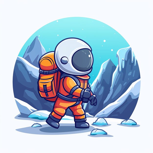 Photo an astronaut walking through ice with a blue background