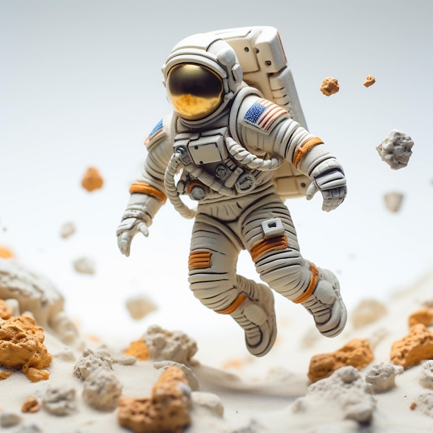 astronaut in a white space suit flying through the air generative ai