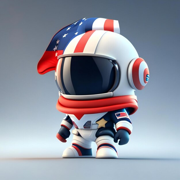 a astronaut with an american flag on his helmet.