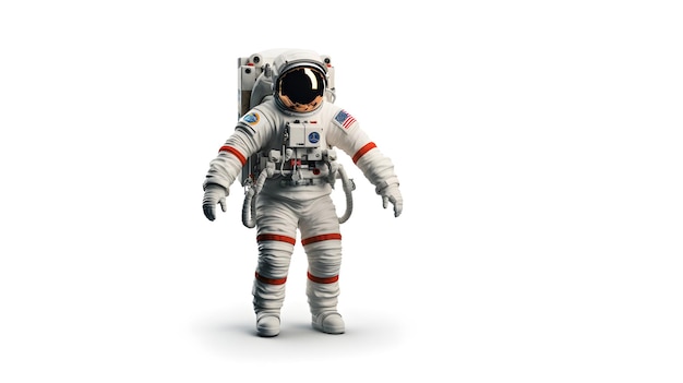 Astronaut with Gold Visor and White Spacesuit With white isolated Background with Neutral Diffused S