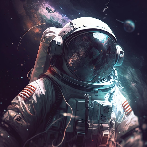 An astronaut with the stars on his helmet