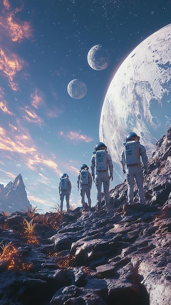 Astronauts Discovering an Alien Planet