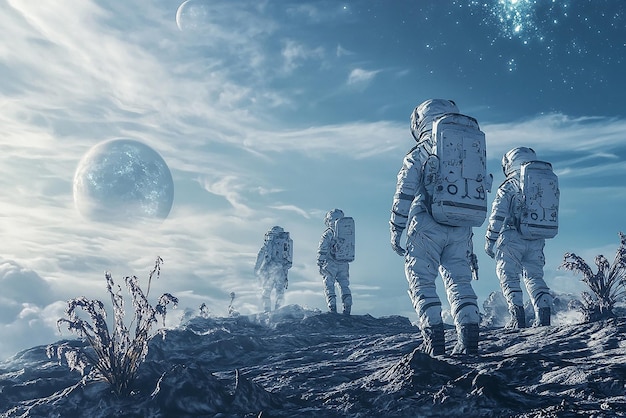 Astronauts Discovering an Alien Planet