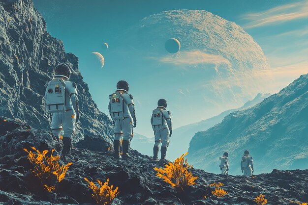 Astronauts Discovering an Alien Planet