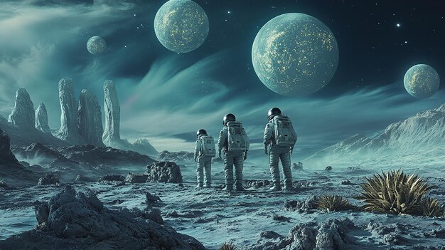 Astronauts Discovering an Alien Planet