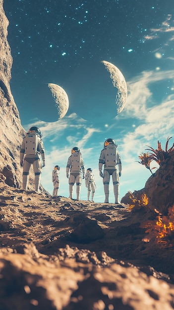 Astronauts Discovering an Alien Planet