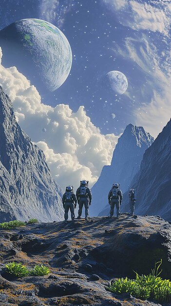 Astronauts Discovering an Alien Planet