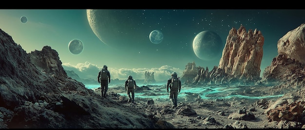 Astronauts Discovering an Alien Planet