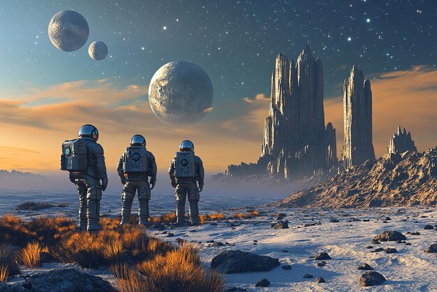 Astronauts Discovering an Alien Planet