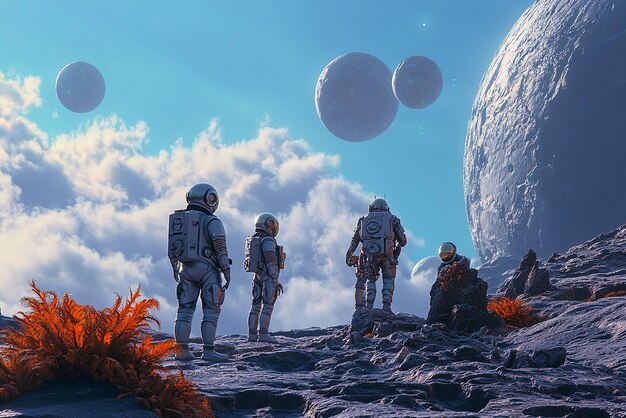 Photo astronauts discovering an alien planet