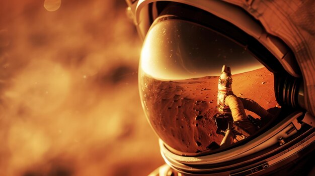 Photo astronauts reflection on mars