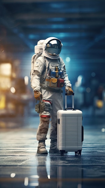 Astronauts travel with luggage Generative AI