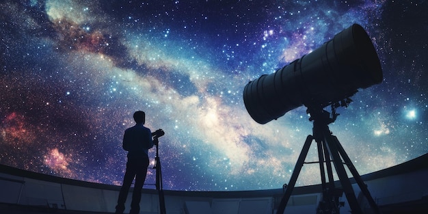 Photo astronomer observing distant galaxies at a stateoftheart observatory