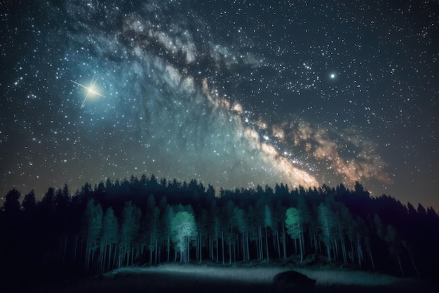 Astronomy constellation stars and milky way on night sky created using generative ai technology