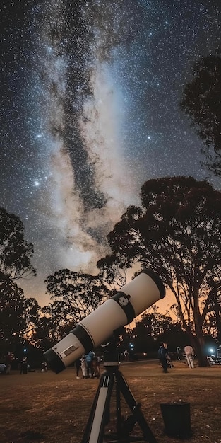 Photo astronomy telescope pointed at the night sky