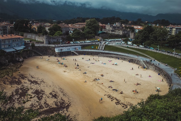 Asturian beaches with people bathing