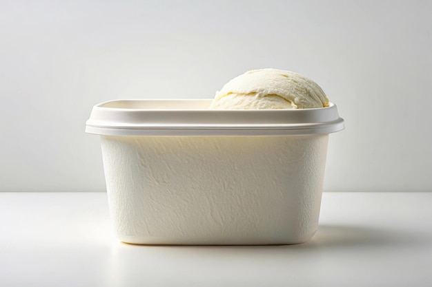 Photo asymmetrical single ice cream tub mockup on white background