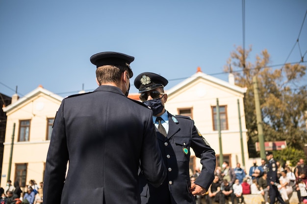 Athens Attica Greece March 24 2022 Greek Independence Day parade spectators