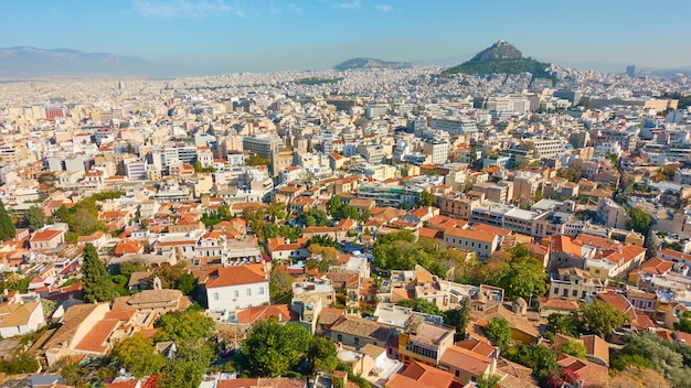 Athens city. with Mount Lycabettus, Greece. Cityscape, panoramic view