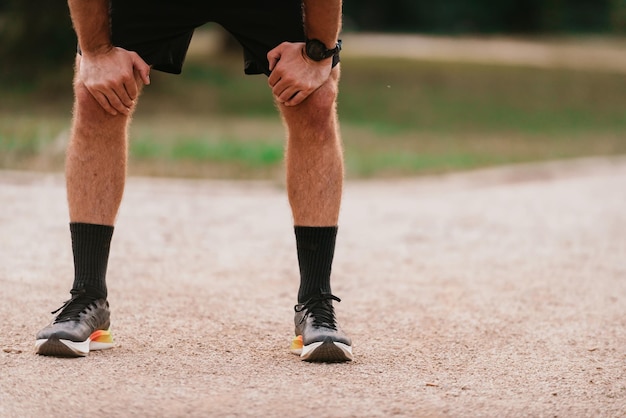 Athlete resting after a strenuous morning run