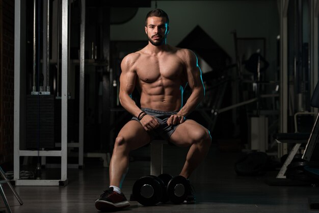 Athlete Resting In Gym Afther Exercise