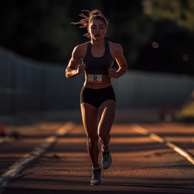 Photo athlete running on track determined expression