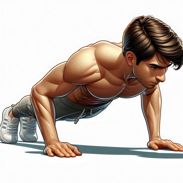 Athlete stretching exercise digital illustration