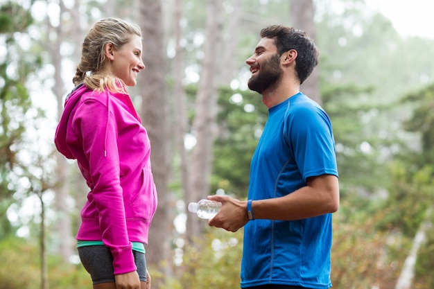 Athletic couple interacting with each other