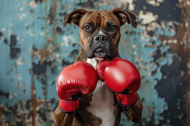 Photo athletic dog in boxing gear