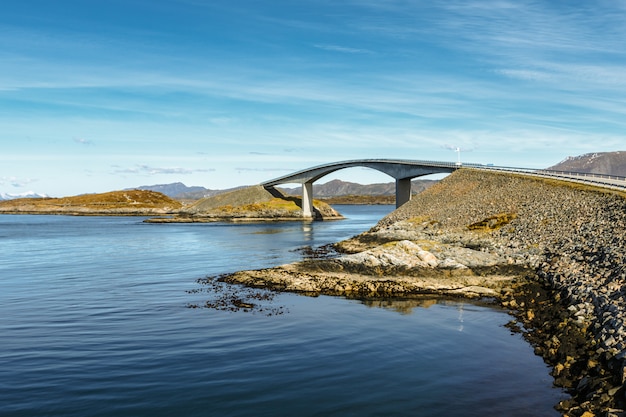 Atlantic ocean road under blue sky in Norway