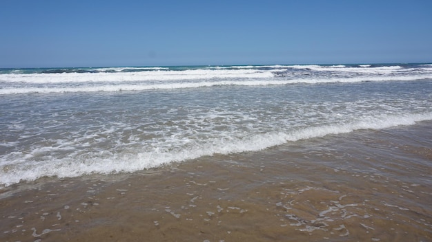 Atlantic ocean view of waves on the beach