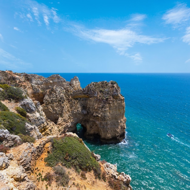 Atlantic rocky coastline Algarve Portugal