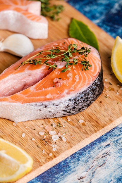 Atlantic salmon steak with ingredients