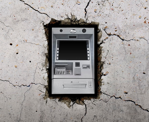 Atm Machine on through the wall with cracks