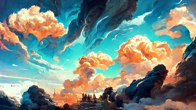 Atmosphere Clear Sky With Clouds Texture 3D illustration