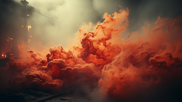 Atmospheric background of smoke and clouds