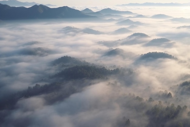 Atmospheric composition featuring a thick layer of smokey fog