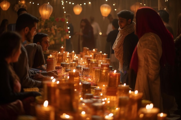 Atmospheric Evening Scene of Eid alAdha Illuminated Lanterns and Magical Ambiance