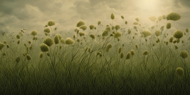 Atmospheric image with green tall grass