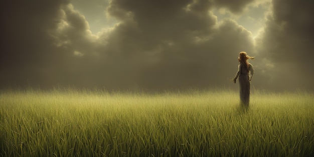 Atmospheric image with green tall grass