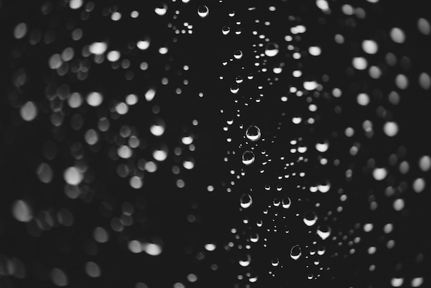 Atmospheric monochrome dark background with raindrops in bokeh