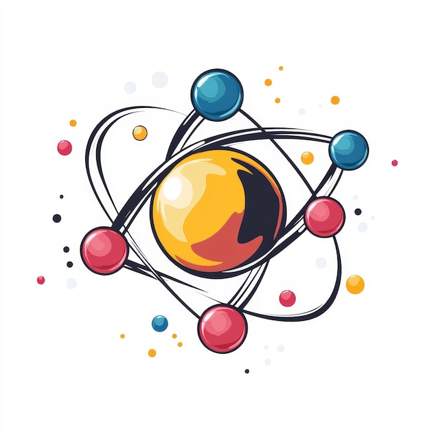 Photo atom and molecule vector illustration symbol of science and education