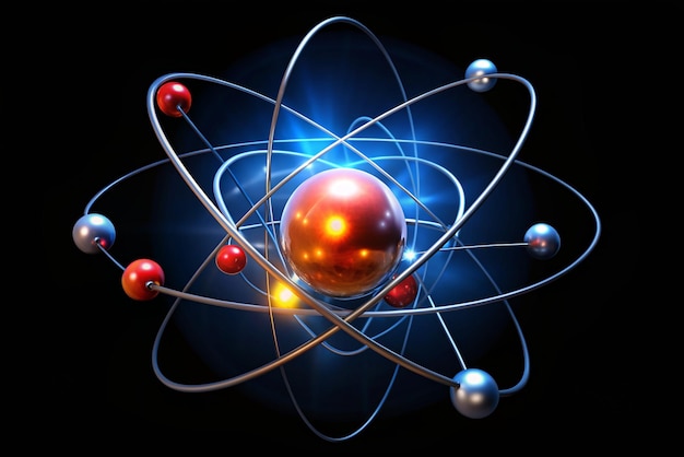 Atom in Space Abstract Illustration of Modern Science