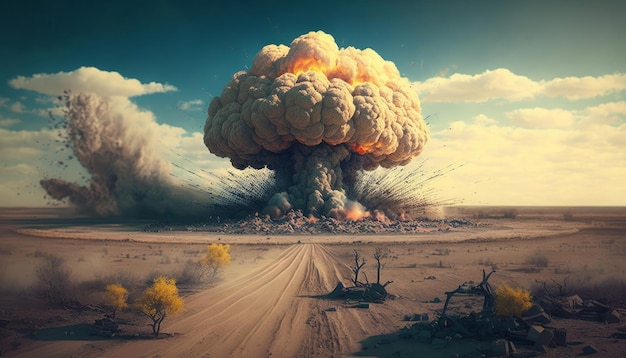 Atomic explosion in the desert Generative AI Conceptual image