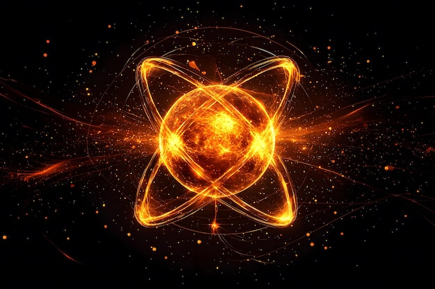 Photo atomic particles and nuclear energy illustrated