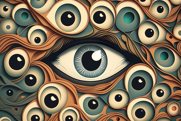 Attenive look AllSeeing Eye Contemporary surreal art Concept of creativity surrealism imagination Abstract design