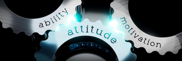 Attitude ability motivation gears concept 3D illustration