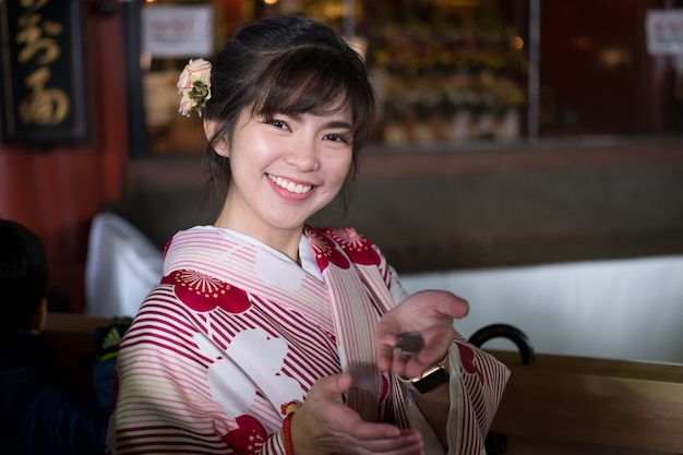 Attractive asian woman wearing kimono 