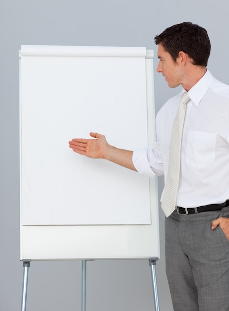 Attractive businessman giving a presentation